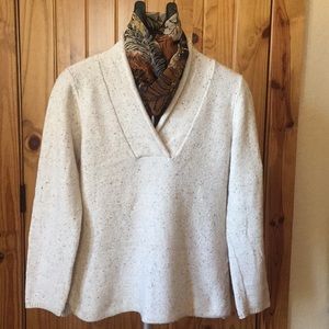 Shawl-collared Cotton Sweater